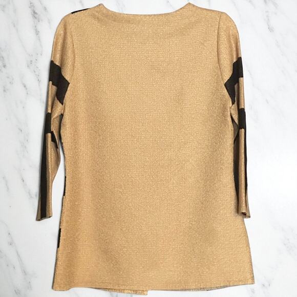 BEREK Classic Crinkle Jacket Top Sz Petite Medium Bold Gold Black Art Snap Close - Picture 7 of 9